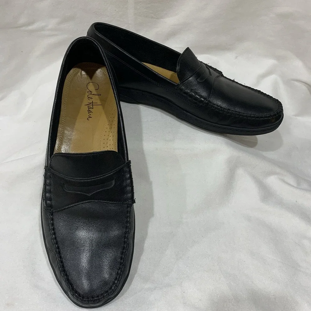 Cole Haan shoes Pinch Cup Penny Moc Slip-On Loafers Black Leather‎ C07637 SZ-12M
